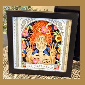 3D Shadow Box Art Hippie Peace Maker