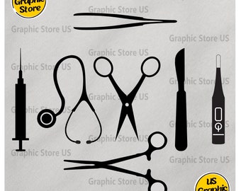Medical Tools SVG: Doctor Clipart, Stethoscope, Syringe (Digital File)