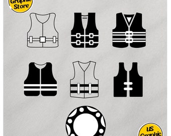 Life Vest SVG Clipart: Watersports Vector Graphics (Digital Download)