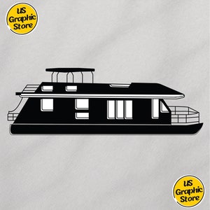 Casa flutuante SVG, casa de barco svg, clipart de casa flutuante, ilustração vetorial de casa flutuante, arquivo cortado para silhueta, svg, eps, dxf, png, clipart cricut