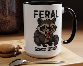Funny Feral Raccoon “Before Coffee” Mug – Sarcastic Adult Humor – Gift for Coffee Lovers