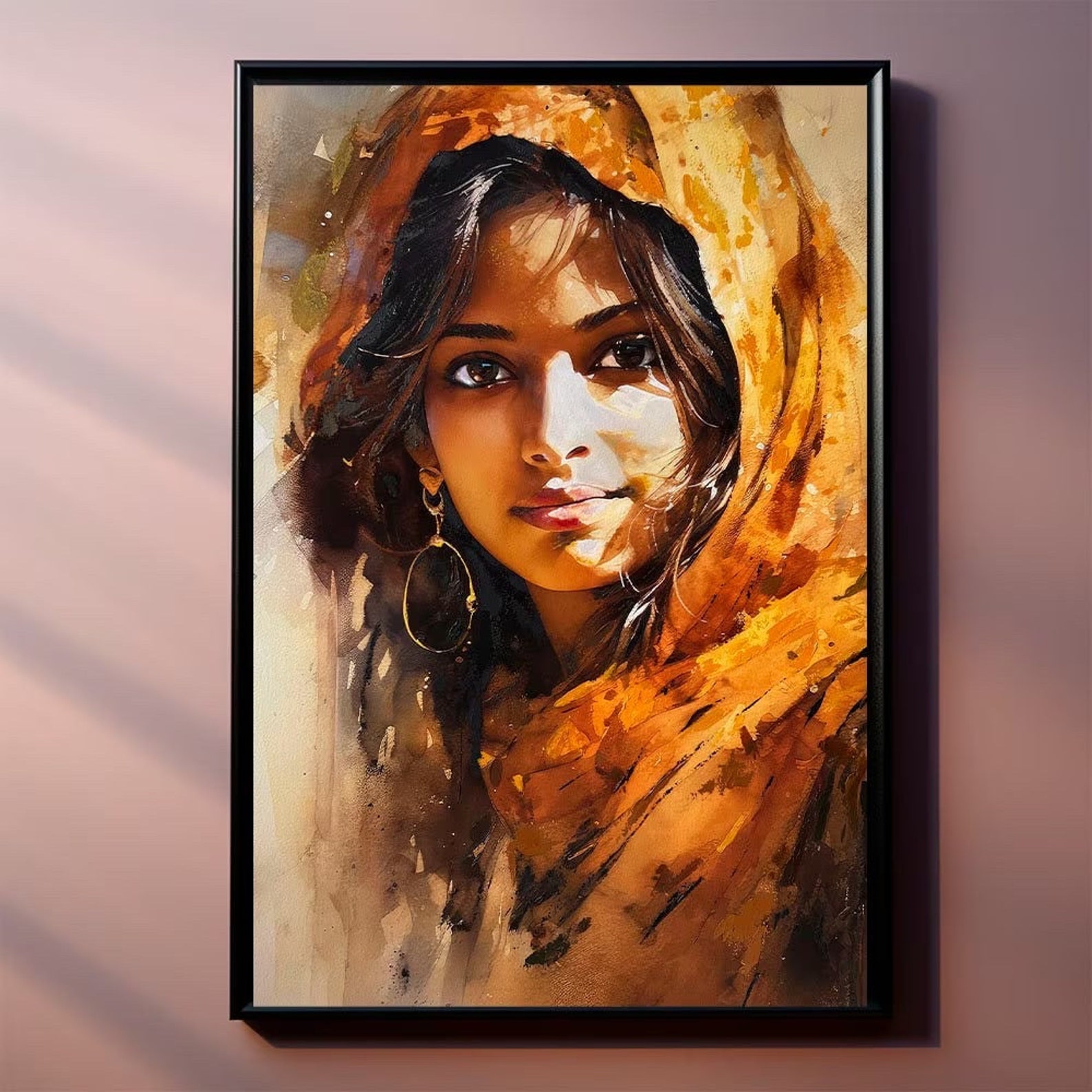 Indian Woman Print, Indian Art Print, Young Indian Woman in Traditional
