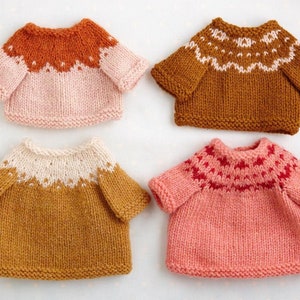 NEW - Knitting Pattern: Fair Isle sweater dresses/sweaters (for 9 inch Little Cotton Rabbits animals), instant digital download PDF