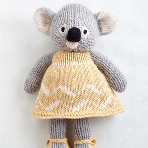 Knitting pattern Koala in a dress (9 inches tall), instant digital download PDF