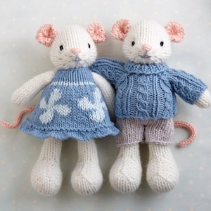 Toy knitting pattern for a small mouse with removable clothes (7 inches tall), instant digital download PDF file