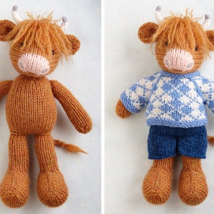 New Toy Knitting Pattern for a cow in a sweater and shorts 9 inches tall, instant digital download PDF file image 7