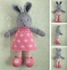 Toy knitting pattern for a bunny rabbit in a dotty dress (9 inches tall) 