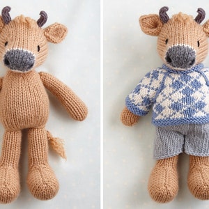 New Toy Knitting Pattern for a cow in a sweater and shorts 9 inches tall, instant digital download PDF file image 2
