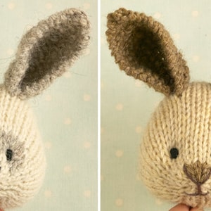 Toy knitting pattern for a bunny rabbit with a piebald patch, shorts and a stripy sweater 9 inches tall, instant digital download PDF file image 4