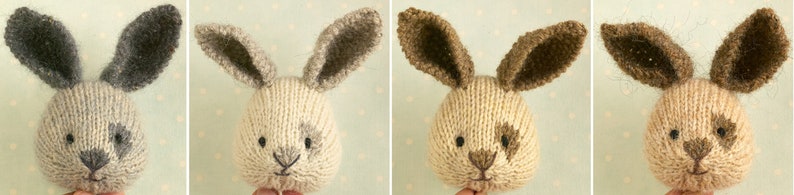 Toy knitting pattern for a bunny rabbit with a piebald patch, shorts and a stripy sweater 9 inches tall, instant digital download PDF file image 4