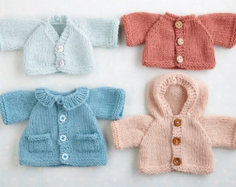 Coats and cardigans toy knitting pattern (for 9 inch Little Cotton Rabbits animals), instant digital download PDF file