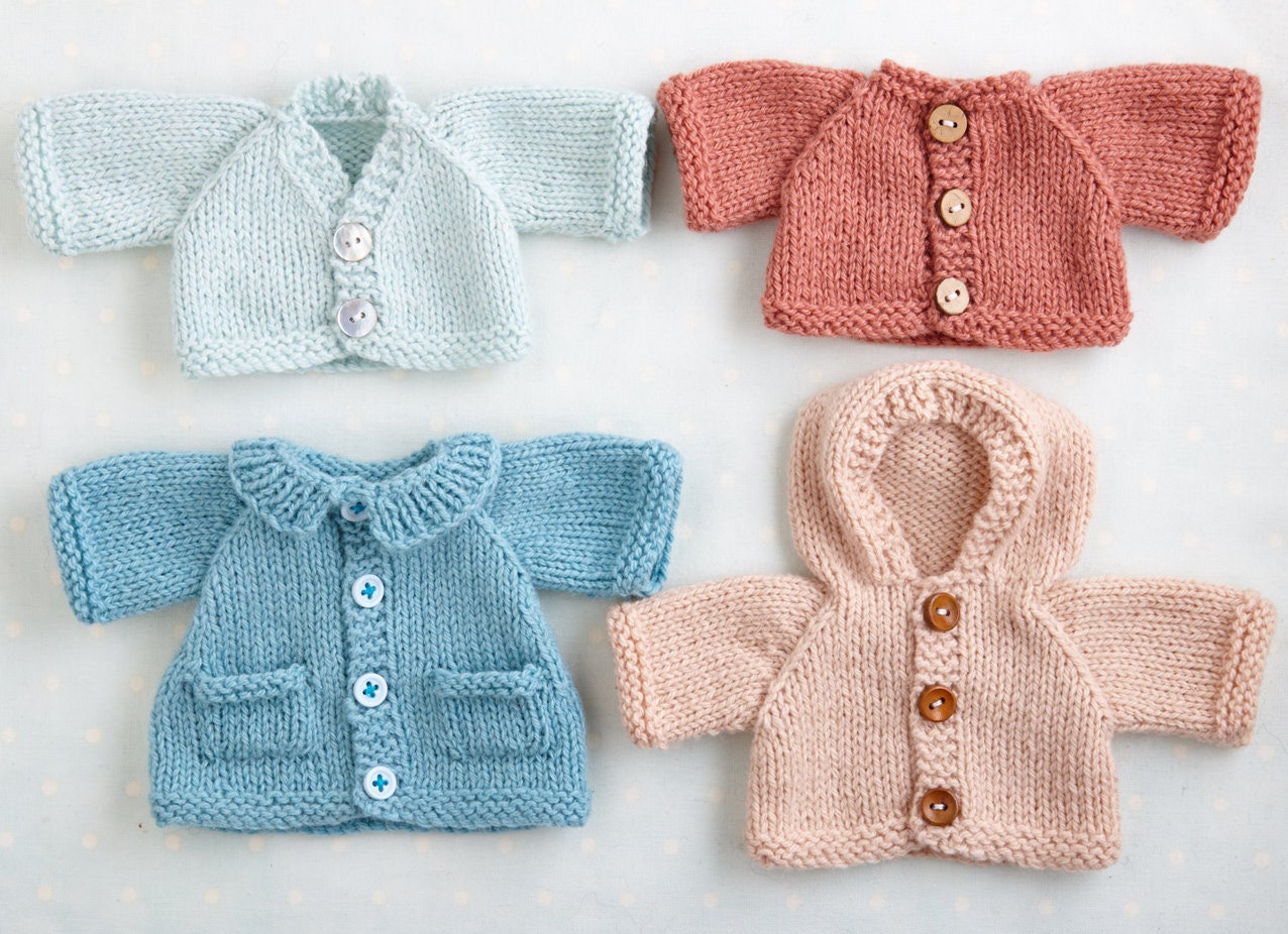 Coats and cardigans toy knitting pattern (for 9 inch Little Cotton Rabbits animals), instant digital download PDF file