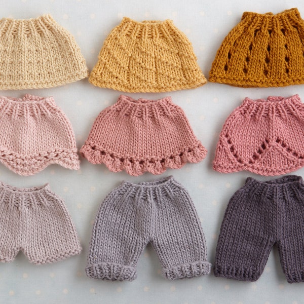 NEW : Small Skirts, shorts, trousers and panties knitting pattern (for 7 inch Little Cotton Rabbits animals), instant digital download file