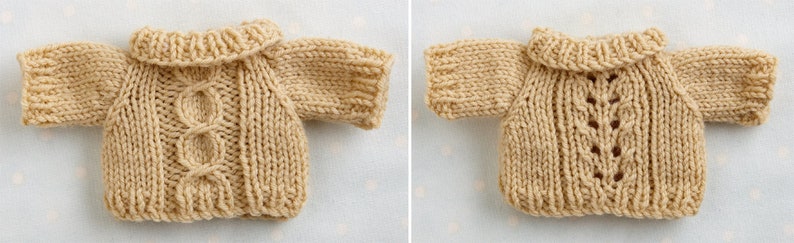 Small Cabled Panel Sweater knitting pattern for 7 inch Little Cotton Rabbits animals, instant digital download PDF file image 3