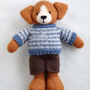 Knitting Pattern: Dog in a sweater and shorts  (9 inches tall), instant digital download PDF