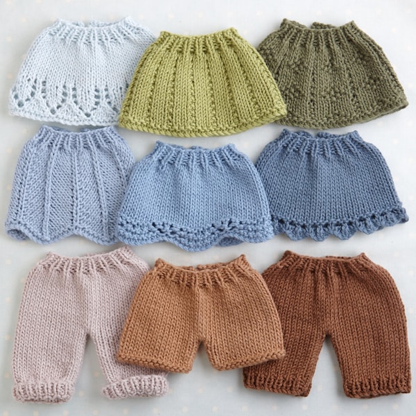 NEW : Skirts, trousers, shorts and panties knitting pattern (for 9 inch Little Cotton Rabbits animals), instant digital download PDF file