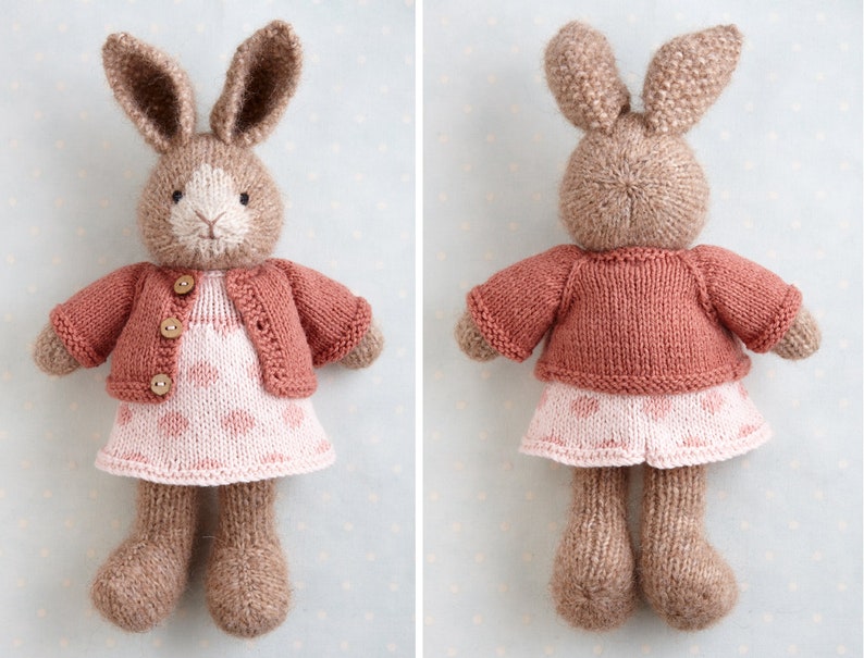 Coats and cardigans toy knitting pattern for 9 inch Little Cotton Rabbits animals, instant digital download PDF file image 2