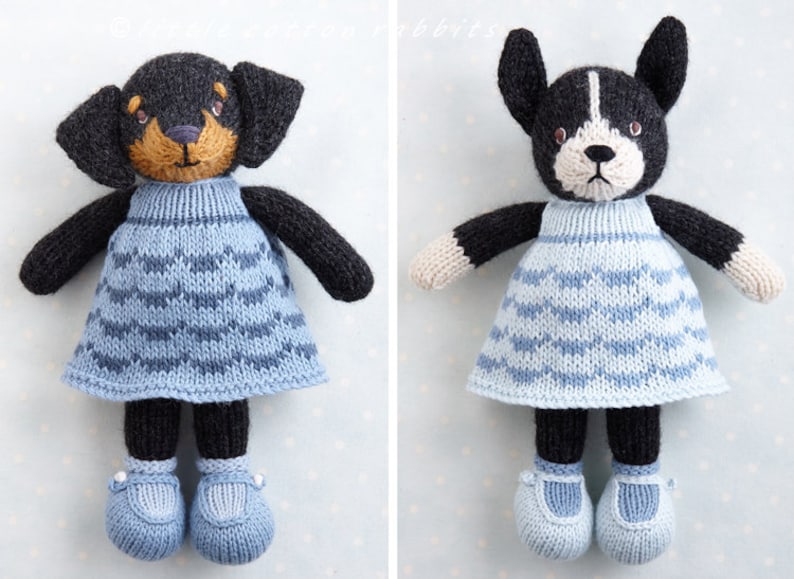 Toy Knitting pattern for a Dog in a dress 9 inches tall, instant digital download PDF file image 5