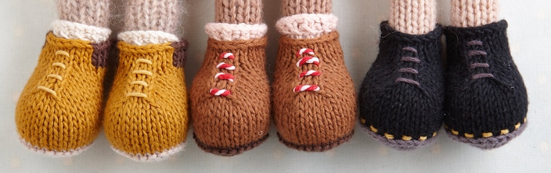 Small removable toy shoes and boots to fit 7 inch little cotton rabbit animal patterns knitting pattern, instant digital download PDF file image 8