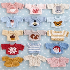 Small sweaters toy knitting pattern (to fit the 7 inch Little Cotton Rabbits animals), instant digital download PDF file