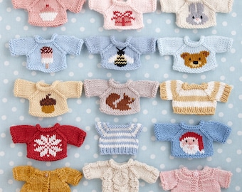 Knitting Pattern: Small toy sweaters (for 7 inch Little Cotton Rabbits animals), instant digital download PDF