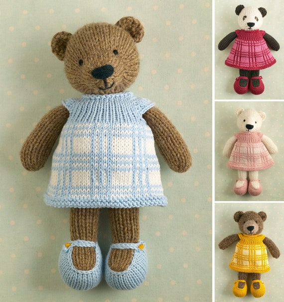 Toy Knitting Pattern for a Bear With a Plaid Dress 9 Inches - Etsy