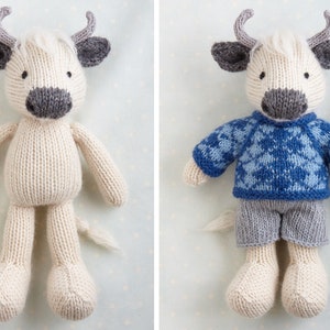 New Toy Knitting Pattern for a cow in a sweater and shorts 9 inches tall, instant digital download PDF file image 3