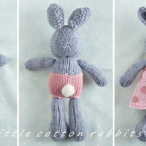 Toy knitting pattern for a small rabbit with removable clothes 7 inches tall, instant digital download PDF file image 3
