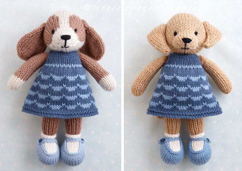 Toy Knitting pattern for a Dog in a dress 9 inches tall, instant digital download PDF file image 4