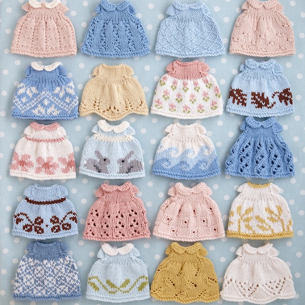 Knitting Pattern: Small toy Dresses (for 7 inch Little Cotton Rabbits animals) toy knitting pattern, instant digital download PDF