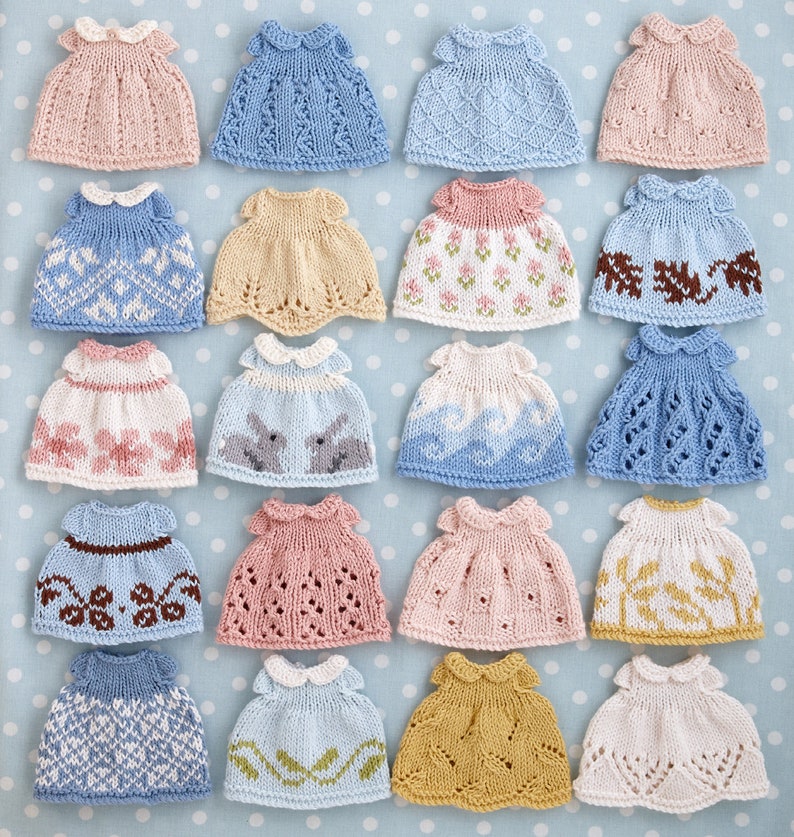 Small Dresses knitting Pattern for 7 inch Little Cotton Rabbits animals toy knitting pattern, instant digital download PDF file image 1