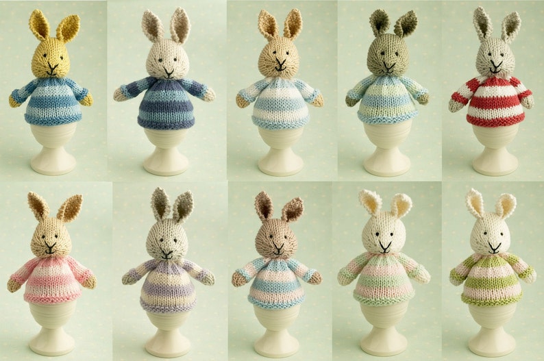 Toy knitting pattern for a bunny egg cosy, Easter bunny, instant digital download PDF file image 4