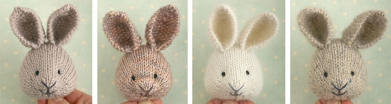 Toy knitting pattern for a bunny rabbit with a piebald patch, shorts and a stripy sweater 9 inches tall, instant digital download PDF file image 3