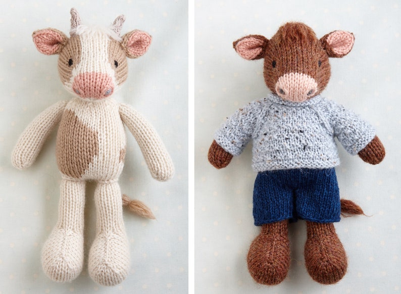 New Toy Knitting Pattern for a cow in a sweater and shorts 9 inches tall, instant digital download PDF file image 6