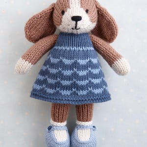 Knitting pattern: Dog in a dress  (9 inches tall), instant digital download PDF