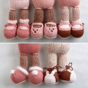 Small removable toy shoes and boots to fit 7 inch little cotton rabbit animal patterns knitting pattern, instant digital download PDF file image 2