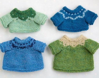Knitting Pattern:  Small Fair Isle sweater dresses/sweaters (for 7 inch Little Cotton Rabbits animals), instant digital download PDF