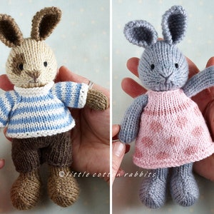Toy knitting pattern for a small rabbit with removable clothes 7 inches tall, instant digital download PDF file image 4