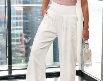 Weiße Sommer Hose Frauen / Y2K Retro Hose / Mid Waist Hose / Streetwear Frau Hose / Office Wear Hose