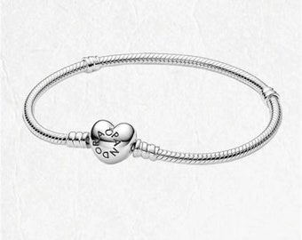 Bracciale Pandora, Bracciale minimalista in argento sterling S925, Bracciale a catena a serpente con chiusura a cuore, Bracciale Pandora per tutti i giorni, Regalo per lei