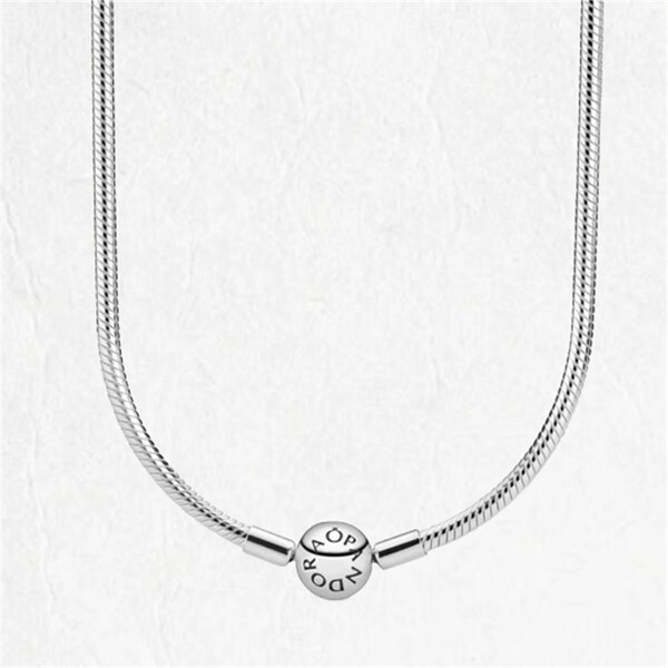 Pandora Moments Snake Chain Charm Necklace, S925 Sterling Silver se adapta al collar de encanto europeo, collar de Pandora compatible, regalo para ella