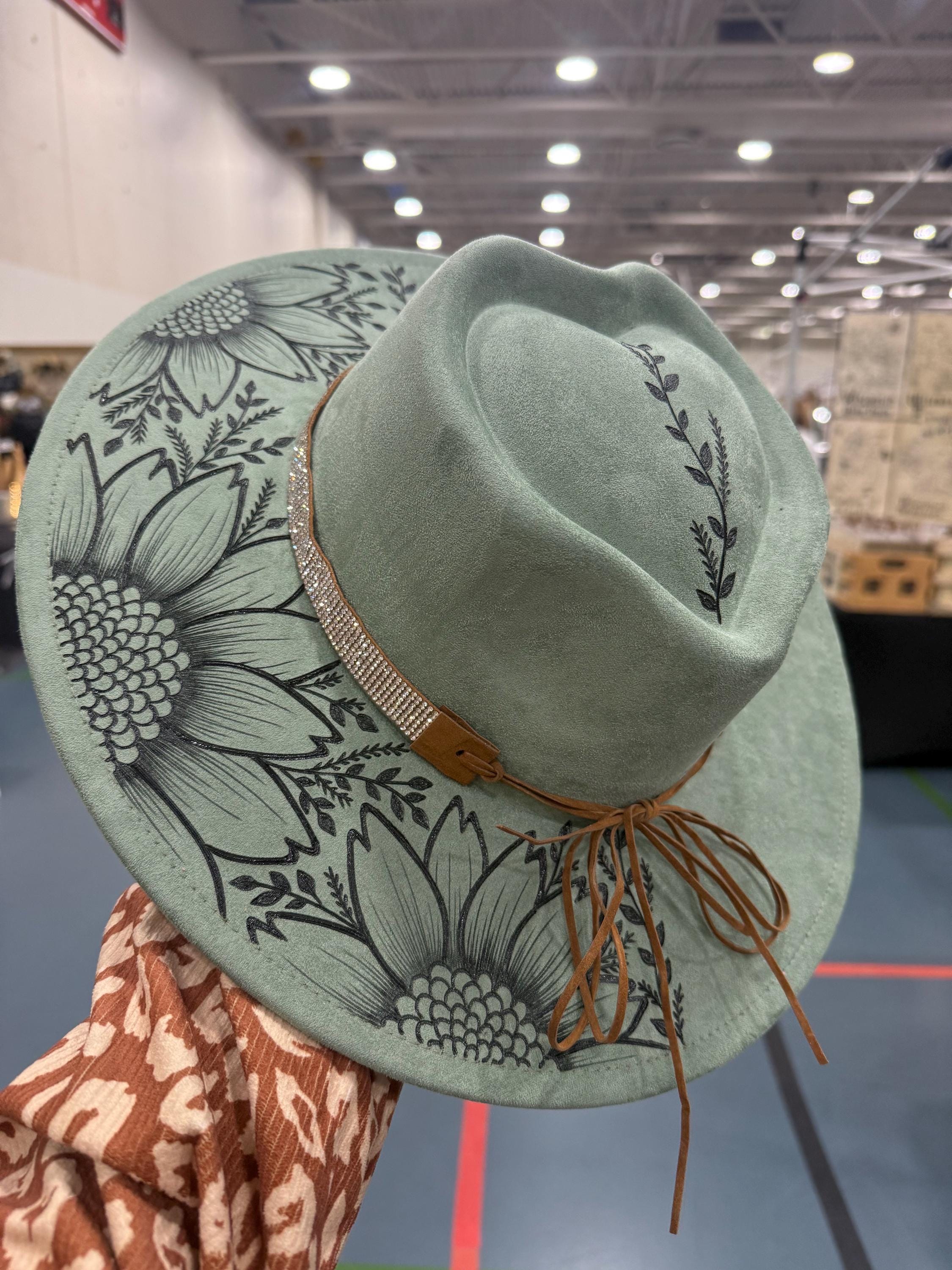 Hand Burned Cowgirl Hat - Etsy display picture 1
