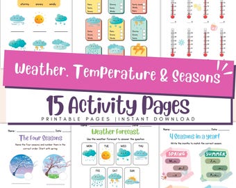 Feuilles de travail sur la température et les saisons de la météo pour les enfants - Ensemble d'activités scientifiques à imprimer
