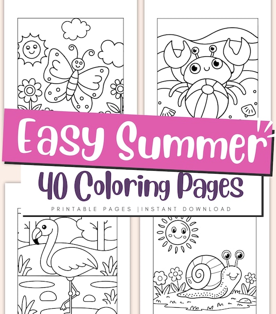 Easy Summer Coloring Pages for Kids – Bold & Simple Activity Book – Fun Toddler, Preschool Summer