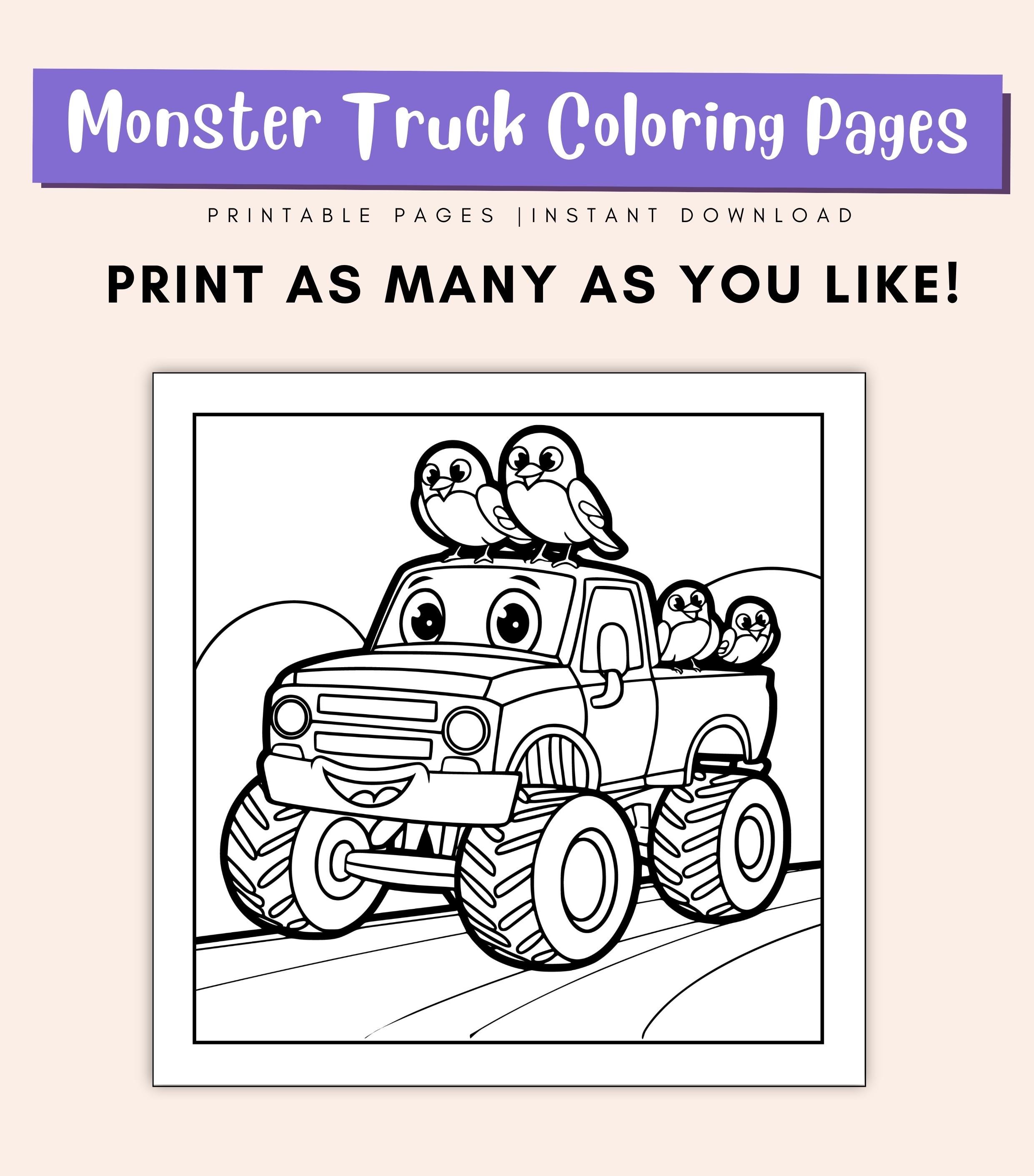 Monster Truck Coloring Pages for Kids & Adults – Big Wheel Designs ...
