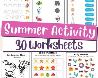 Summer Activity Book for Kids Ages 3–7 - Tracing, Matching, Mazes, I Spy & Coloring