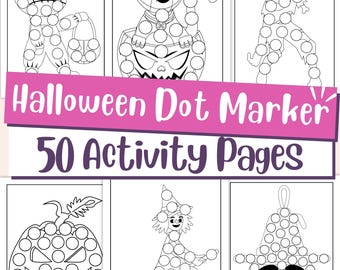Halloween Dot Marker Worksheets for Kids – Preschool Dauber Activities, Fine Motor Printable PDF
