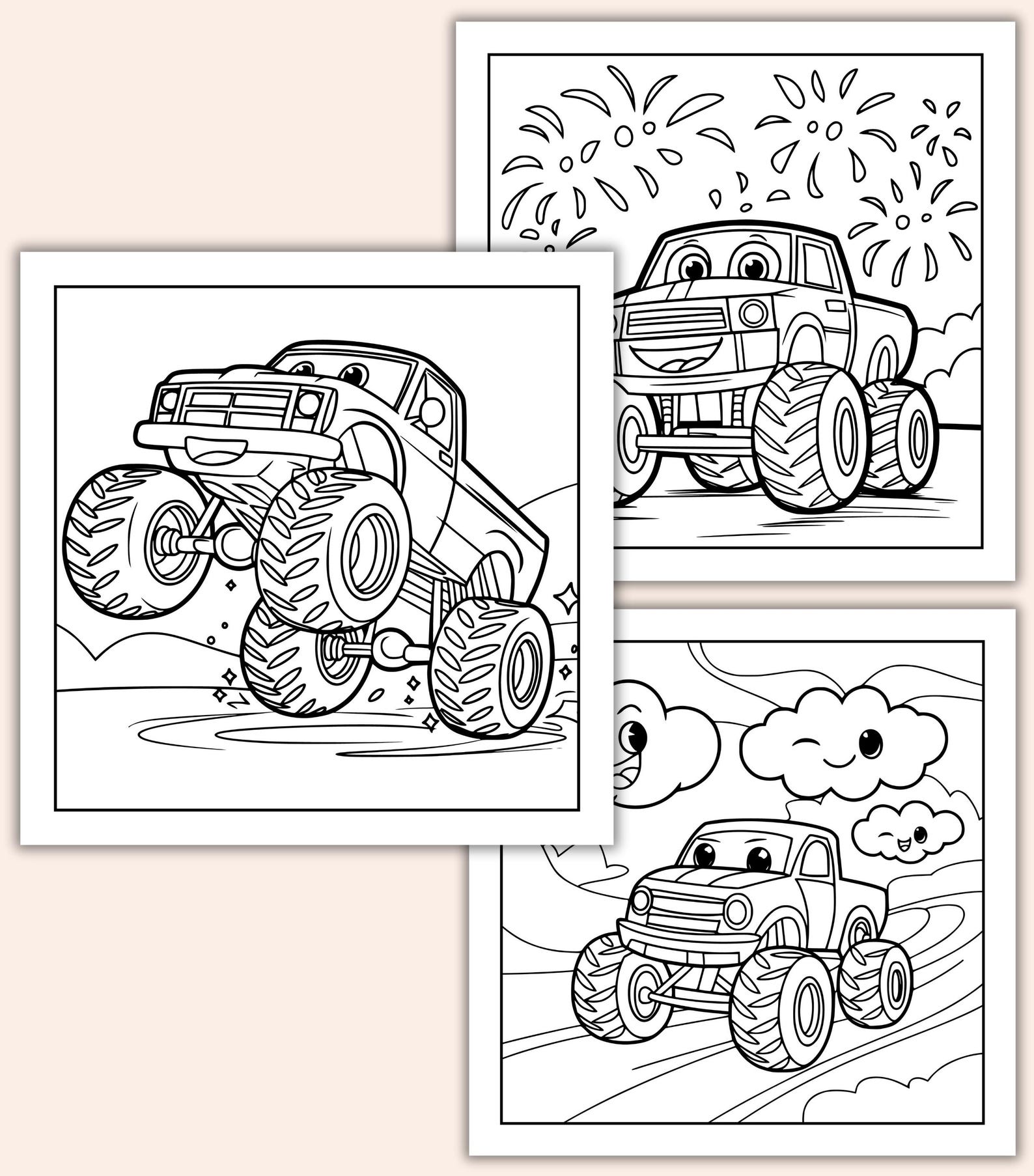 Monster Truck Coloring Pages for Kids & Adults – Big Wheel Designs ...