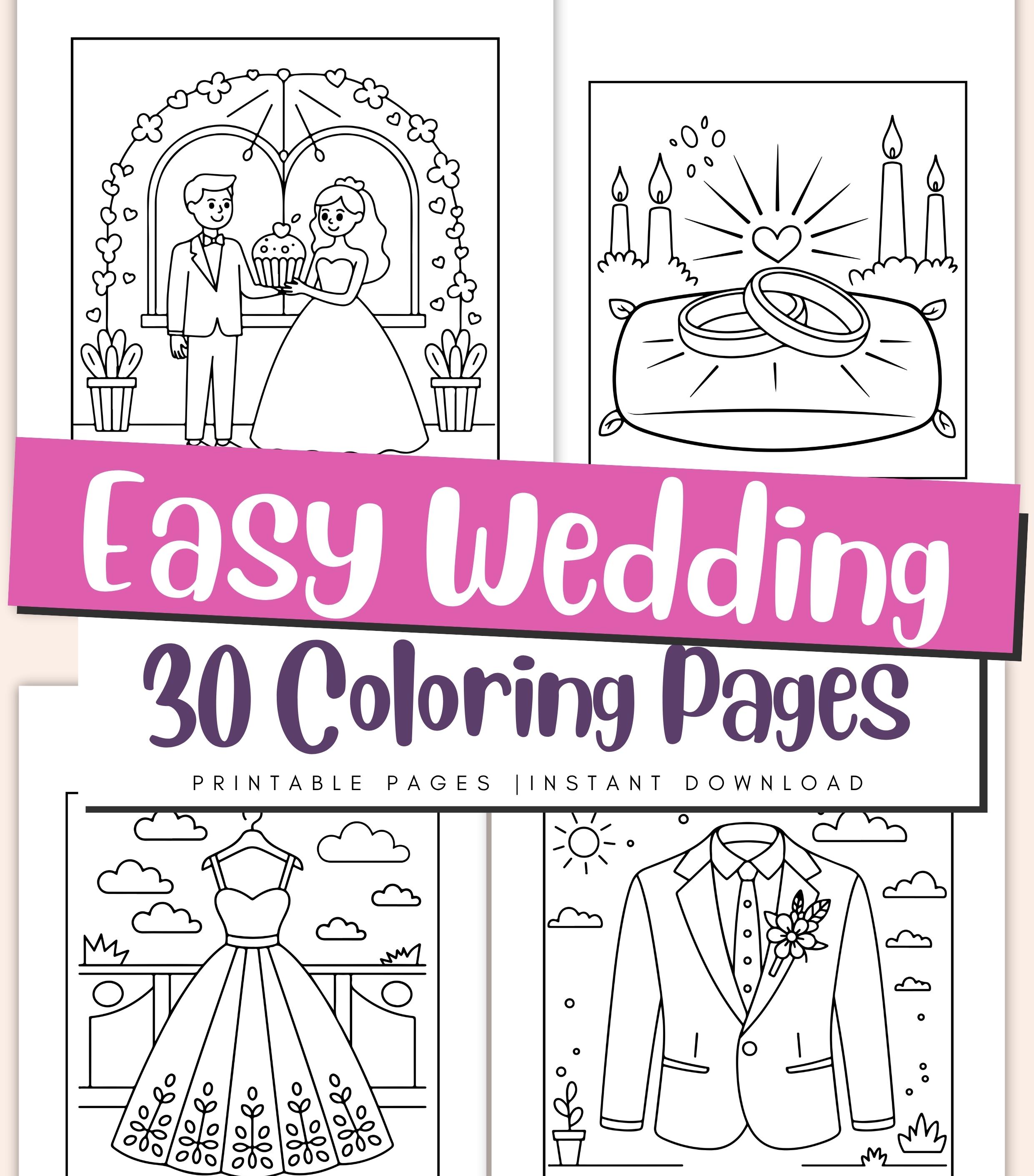 Easy Wedding Coloring Pages for Kids – Bride & Groom Printable Activity ...