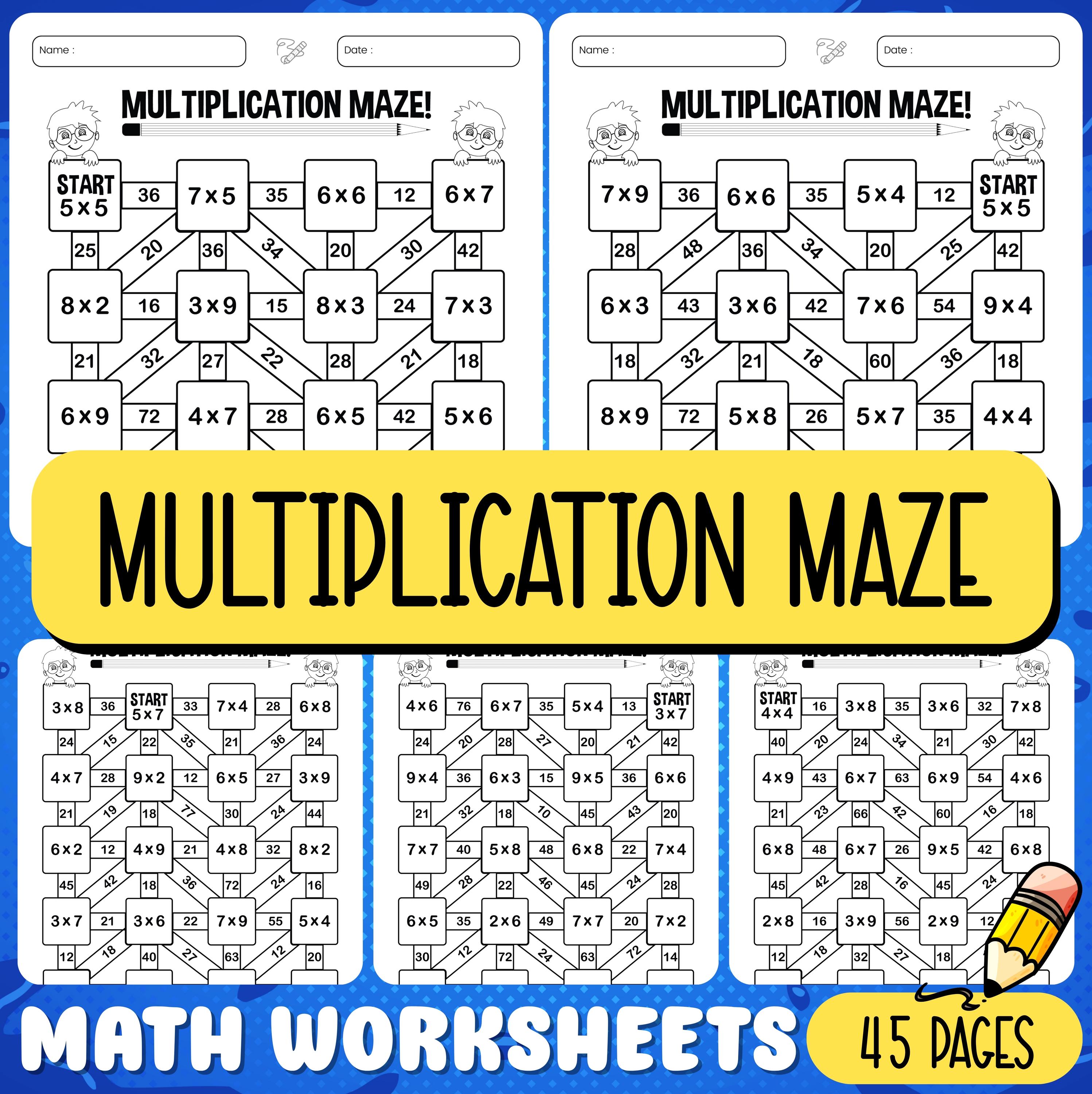 Multiplication Maze Puzzle Worksheets for Kids – Fun Math Facts ...